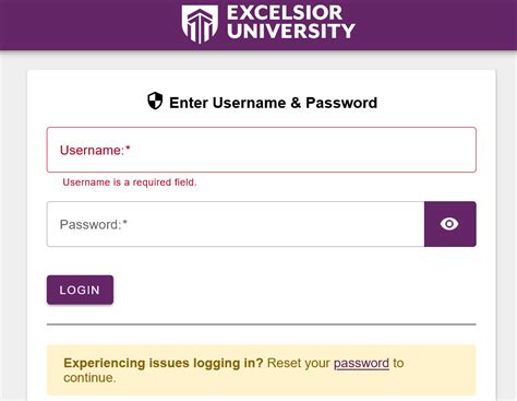 excelsior university login help